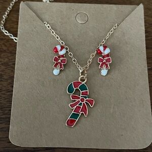 Candy cane earrings and necklace set